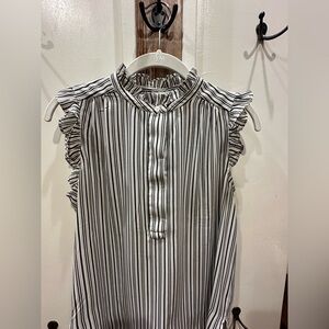 Striped Ruffle Sleeve Blouse